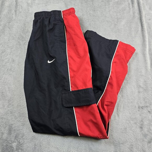 Nike Track Pants Boys XL 18-20 Black Red Stripe Athletic Zip Hem Warm Up - Picture 13 of 14